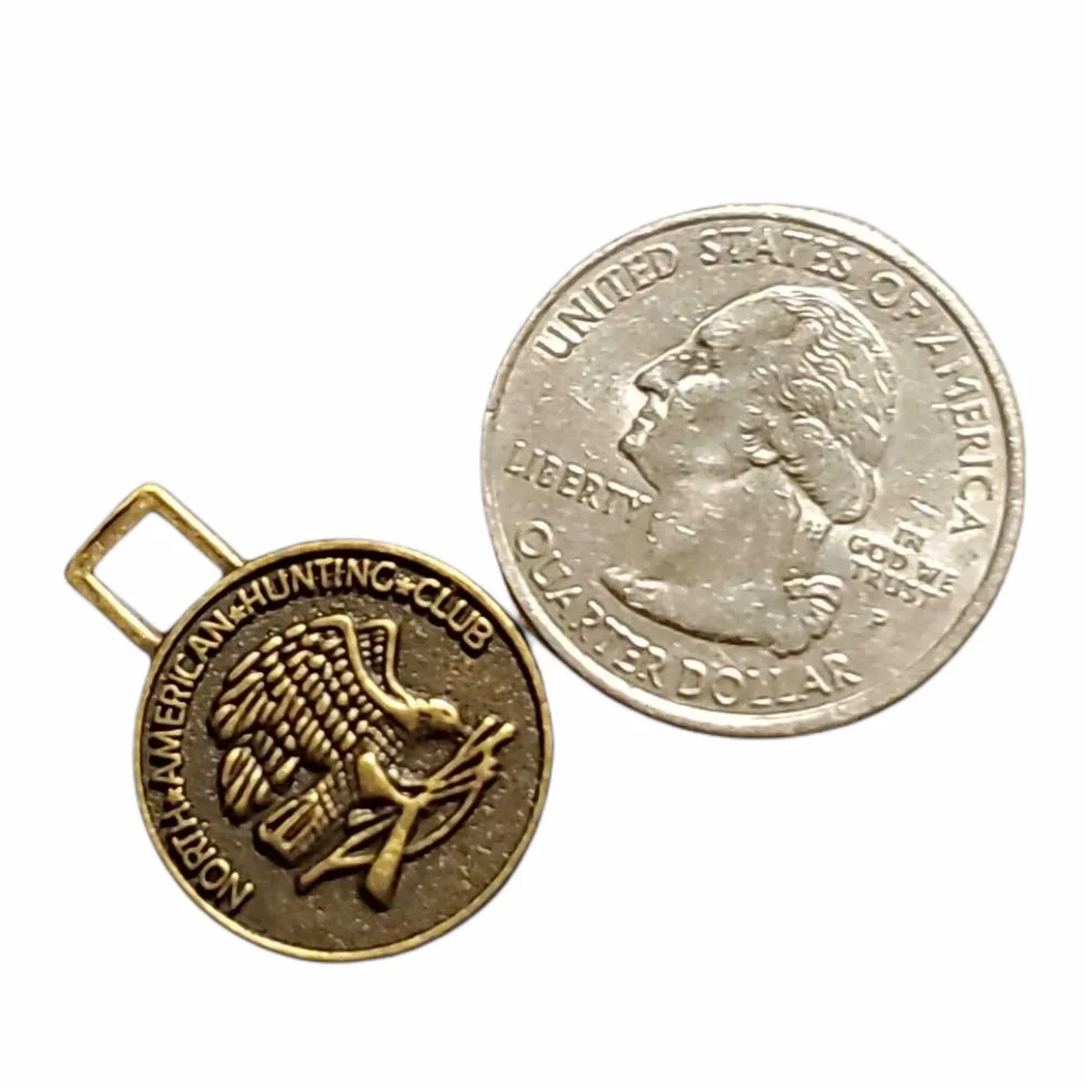 1980 North American Hunting Club Bronze Charm Token Coin Eagle Guns Bow & Arrow